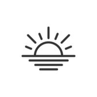 Sol ikon i platt stil. solljus tecken vektor illustration på vit isolerat bakgrund. dagsljus företag begrepp.