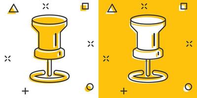 Reißzwecke-Symbol im Comic-Stil. Pin-Navigation Cartoon-Vektor-Illustration auf weißem Hintergrund isoliert. Lokalisieren Sie Position Splash-Effekt-Geschäftskonzept. vektor