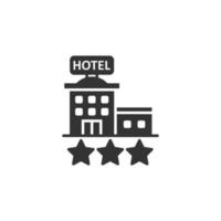 Hotel 3-Sterne-Schild-Symbol im flachen Stil. Gasthaus-Gebäude-Vektor-Illustration auf weißem Hintergrund isoliert. Geschäftskonzept für Herbergszimmer. vektor