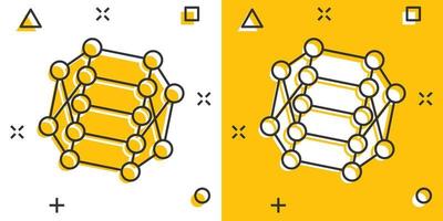 DNA-Molekül-Symbol im Comic-Stil. Atom-Cartoon-Vektorillustration auf weißem, isoliertem Hintergrund. Molekulare Spirale Spritzeffekt Zeichen Geschäftskonzept. vektor