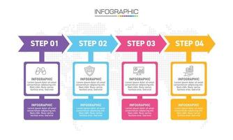 infographics design 4 steg med marknadsföringsikoner kan användas för arbetsflödeslayout, diagram, årsredovisning, webbdesign. vektor