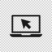 Laptop-Computer-Symbol im flachen Stil. Cursor auf Notizbuchvektorillustration auf weißem getrenntem Hintergrund. Geschäftskonzept überwachen. vektor