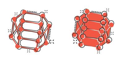 DNA-Molekül-Symbol im Comic-Stil. Atom-Cartoon-Vektorillustration auf weißem, isoliertem Hintergrund. Molekulare Spirale Spritzeffekt Zeichen Geschäftskonzept. vektor