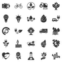 Öko-Umwelt-Icons im flachen Stil. Ökologie-Vektor-Illustration auf weißem Hintergrund isoliert. Bio-Emblem-Zeichen-Geschäftskonzept. vektor