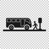 Busbahnhof-Symbol im flachen Stil. Auto-Stopp-Vektor-Illustration auf weißem, isoliertem Hintergrund. Geschäftskonzept für Autobus-Fahrzeuge. vektor