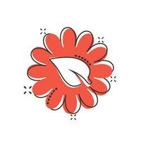 Blatt- und Kamille-Symbol im Comic-Stil. blume mit pflanzenkarikatur-vektorillustration auf weißem lokalisiertem hintergrund. Öko-Power-Splash-Effekt-Zeichen-Geschäftskonzept. vektor