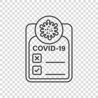 Coronavirus-Testsymbol im flachen Stil. Covid-19-Vektorillustration auf isoliertem Hintergrund. Geschäftskonzept für medizinische diagnostische Zeichen. vektor