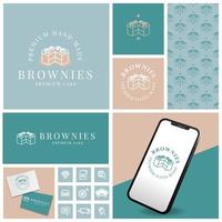 enkel kaka brownies logotyp med ikon och mall uppsättning vektor