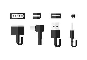 Computer-Plug-in und Port-Set-Icons vektor