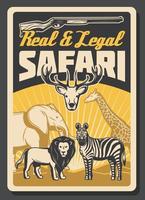 Safari-Jagdsportplakat mit Tieren vektor