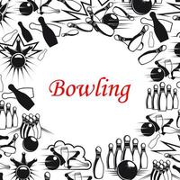 bowling boll och stift affisch för sport spel design vektor