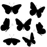 uppsättning av svart silhuetter av fjärilar isolerat på transparent bakgrund. vektor illustration
