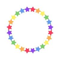 Rahmen mit regenbogenfarbenen Sternen. einfache minimale Rahmenvorlage. vektor