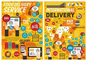 snabb mat uppkopplad leverans service, infographics vektor