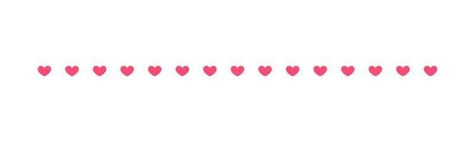 Grenztrennzeichen mit rosa Herzen. valentines romantische pastell einfache flache clipart vektorillustration vektor