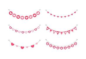 valentinstag bunting clipart set vektorillustration vektor