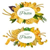 Pasta-Promo-Symbole mit leckeren italienischen Produkten vektor