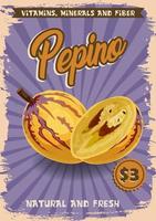 pepino exotisk frukt retro affisch med billig pris vektor