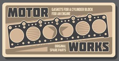 bil reparera motor packning, reserv delar affär vektor