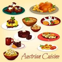 österrikiska kök maträtter och desserter vektor
