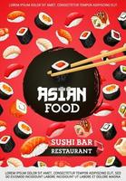 asiatisk mat, rullar och sushi, japansk kök vektor