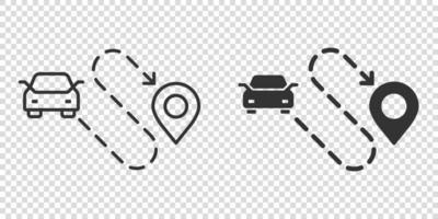 Auto-Zielsymbol im flachen Stil. Autonavigationsvektorillustration auf weißem lokalisiertem Hintergrund. Position Geschäftskonzept finden. vektor