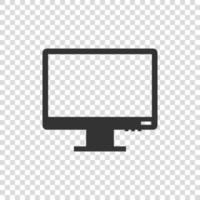 PC im flachen Stil. Desktop-PC-Vektorillustration auf isoliertem Hintergrund. Monitor-Display-Zeichen-Geschäftskonzept. vektor