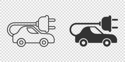 Elektroauto-Symbol im flachen Stil. Elektro-Auto-Vektor-Illustration auf weißem, isoliertem Hintergrund. Ökologie Transport Geschäftskonzept. vektor