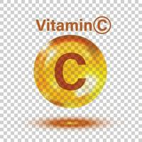 Vitamin c-Symbol im flachen Stil. Pille Kapsel-Vektor-Illustration auf weißem Hintergrund isoliert. Drogengeschäftskonzept. vektor