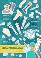 traumatologi läkare medicinsk instrument diagnostisk vektor
