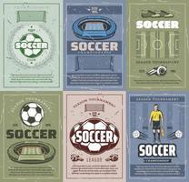 fotboll och fotboll sport retro grunge posters vektor