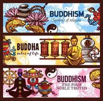 buddhism religion symboler, vektor skiss