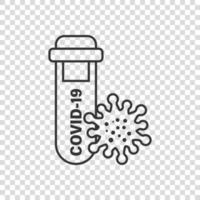 Coronavirus-Testsymbol im flachen Stil. Covid-19-Vektorillustration auf isoliertem Hintergrund. Geschäftskonzept für medizinische diagnostische Zeichen. vektor