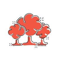 Baum-Symbol im Comic-Stil. Waldkarikatur-Vektorillustration auf weißem lokalisiertem Hintergrund. Pflanzensplash-Effekt-Zeichen-Geschäftskonzept. vektor