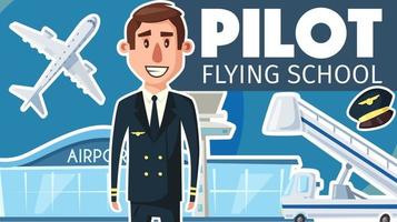 Pilot professionelle Flugschule Vektorposter vektor