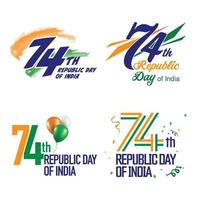 glücklicher 74. tag der republik indien einheiten mit dreifarbigen elementen vektor