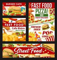 Street Fast Food Gerichte Banner, Vektor