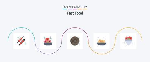 Fast-Food-Flat-5-Icon-Pack inklusive. Mahlzeit. Lebensmittel. Lebensmittel. Essen vektor