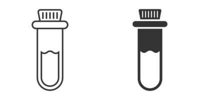 Blut im Reagenzglas-Symbol im flachen Stil. Laborkolben-Vektorillustration auf lokalisiertem Hintergrund. Flüssigkeit im Becherzeichen Geschäftskonzept. vektor