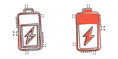 batteri ikon i komisk stil. ackumulator tecknad serie vektor illustration på vit isolerat bakgrund. energi laddare stänk effekt företag begrepp.