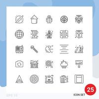 25 Benutzeroberflächen-Linienpaket mit modernen Zeichen und Symbolen für Kleidung, medizinische Idee, Chat, bearbeitbare Vektordesign-Elemente vektor