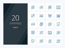 20 ux och ui blå Färg ikon för presentation vektor