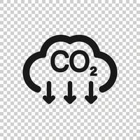 Co2-Symbol im flachen Stil. Abbildung des Emissionsvektors auf weißem, isoliertem Hintergrund. Geschäftskonzept zur Gasreduzierung. vektor