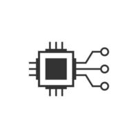 dator chip ikon i platt stil. krets styrelse vektor illustration på vit isolerat bakgrund. cpu processor företag begrepp.