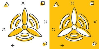 Windkraftwerk-Symbol im Comic-Stil. Turbinen-Cartoon-Vektorillustration auf weißem, isoliertem Hintergrund. Air Energy Splash Effekt Zeichen Geschäftskonzept. vektor