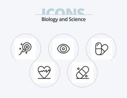 biologi linje ikon packa 5 ikon design. vetenskap. öga. lappa. biologi. dna vektor