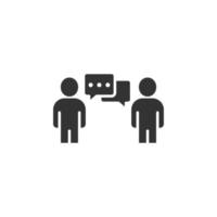 Menschen mit Sprechblasensymbol im flachen Stil. Chat-Vektor-Illustration auf weißem Hintergrund isoliert. Sprecher Dialog Geschäftskonzept. vektor