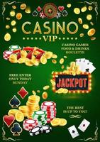 vip kasino jackpott affisch uppkopplad hasardspel klubb vektor