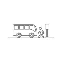 Busbahnhof-Symbol im flachen Stil. Auto-Stopp-Vektor-Illustration auf weißem, isoliertem Hintergrund. Geschäftskonzept für Autobus-Fahrzeuge. vektor