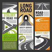 väg säkerhet och ekologi service banderoller av motorväg vektor